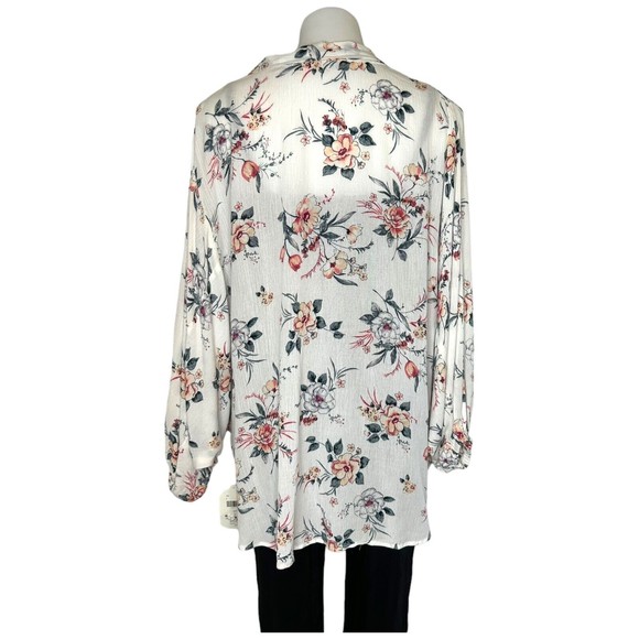 New ALTAR'D STATE Ivory Multi 3/4 Sleeve Tie Front Floral Kimono Blouse Size M - Picture 3 of 6